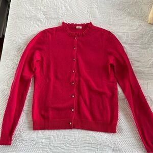 J. Crew Pink Ruffle Collar Button-Up Cardigan